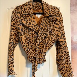 RARE Vintage style Vakko Tan and Black Leopard Leather Jacket